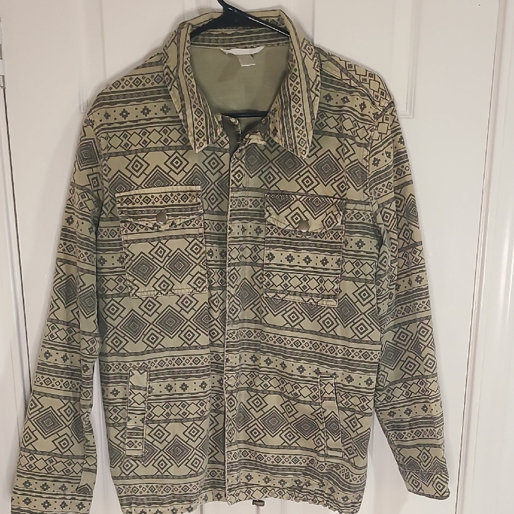 Forever 21 Aztec Print Zip Utility Jacket